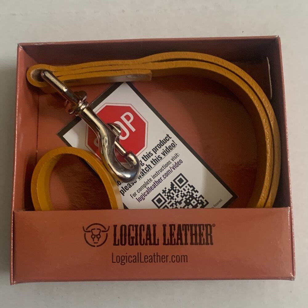 Logical Leather 12''Dog Leash Water Resistant Full Grain Leather 12TL-YL